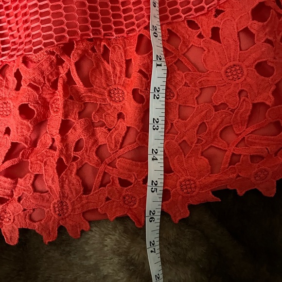 Crochet floral embroidered strapless flare dress Romeo+Juliet XS coral red - Picture 8 of 10